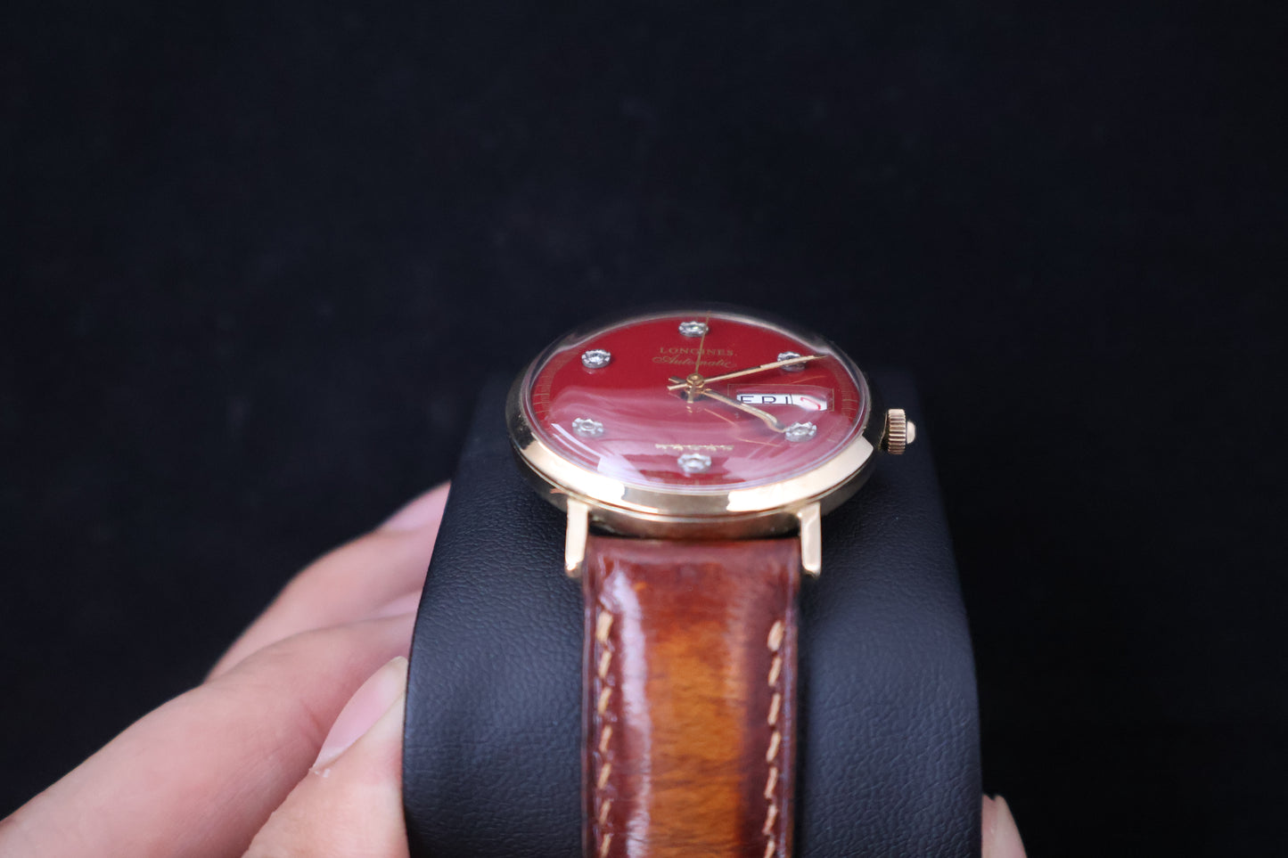 (SERVICED) Rare Longines Admiral 5-Star - Oxblood Red Diamond Dial - 10K GF