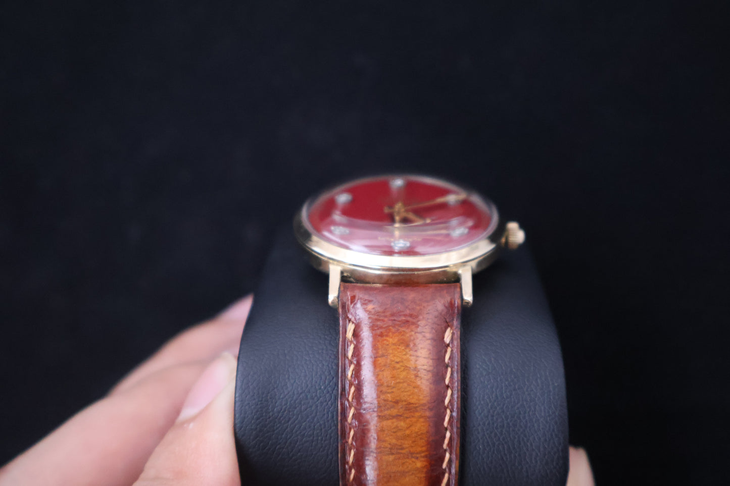 (SERVICED) Rare Longines Admiral 5-Star - Oxblood Red Diamond Dial - 10K GF