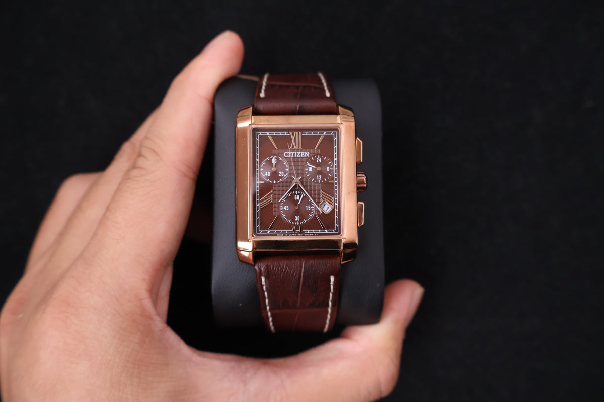 (SERVICED) Rare Vintage Citizen Eco-Drive Chronograph Tank H501-S112828