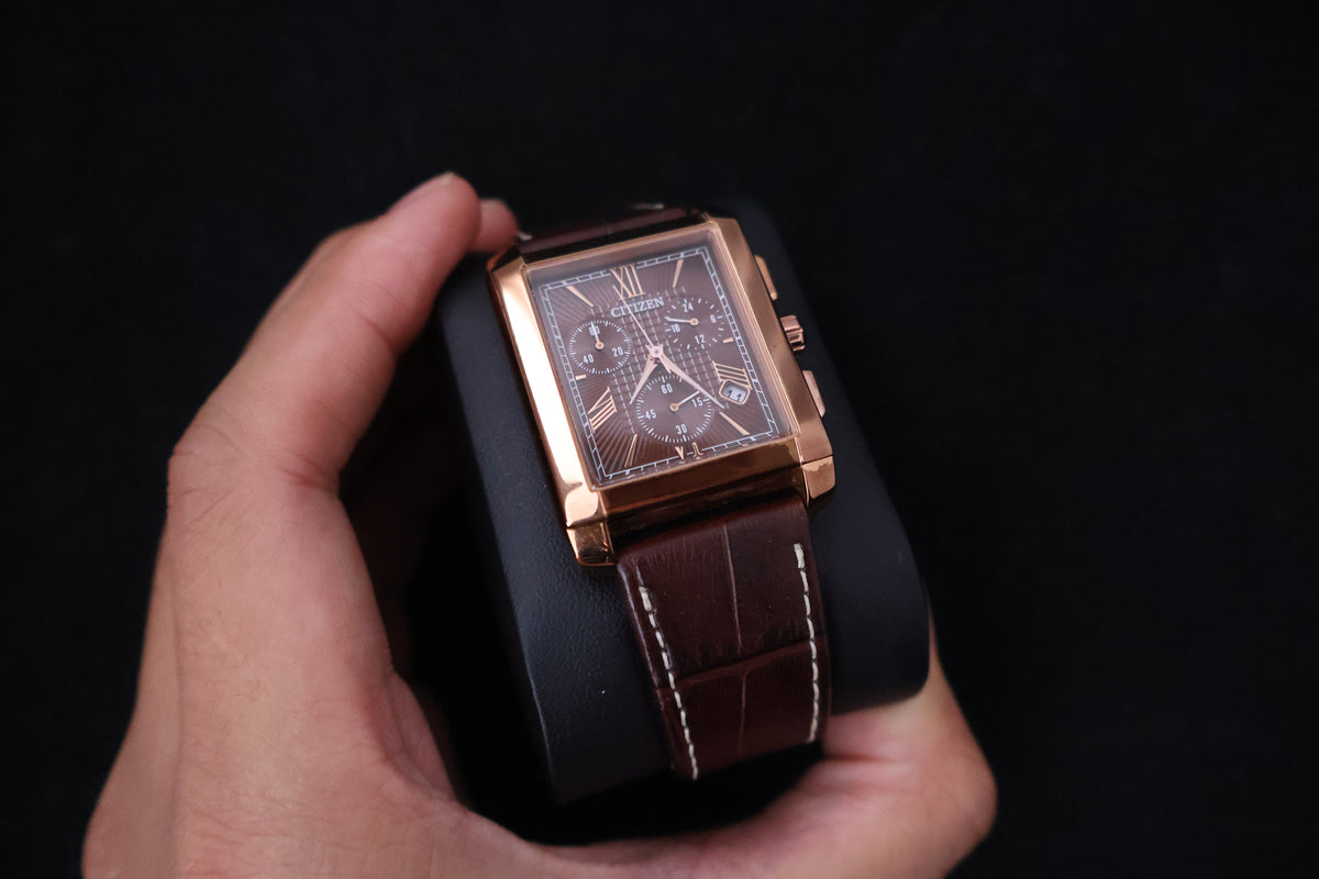 (SERVICED) Rare Vintage Citizen Eco-Drive Chronograph Tank H501-S112828