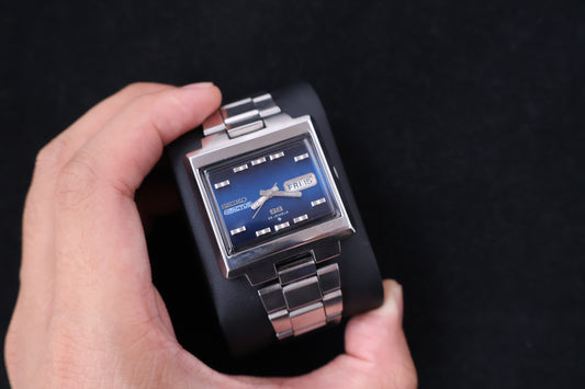 (SERVICED) Rare Vintage 1973 Seiko 5 Actus SS Blue Dial 25 Jewels 6106-5530