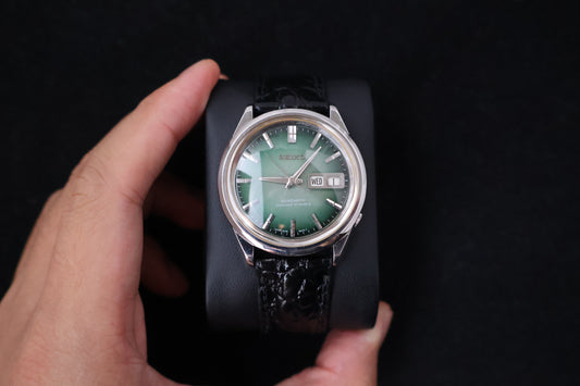 (SERVICED) Rare Vintage 1966 Seikomatic Green Dial Diashock 35 Jewels 6218-8470