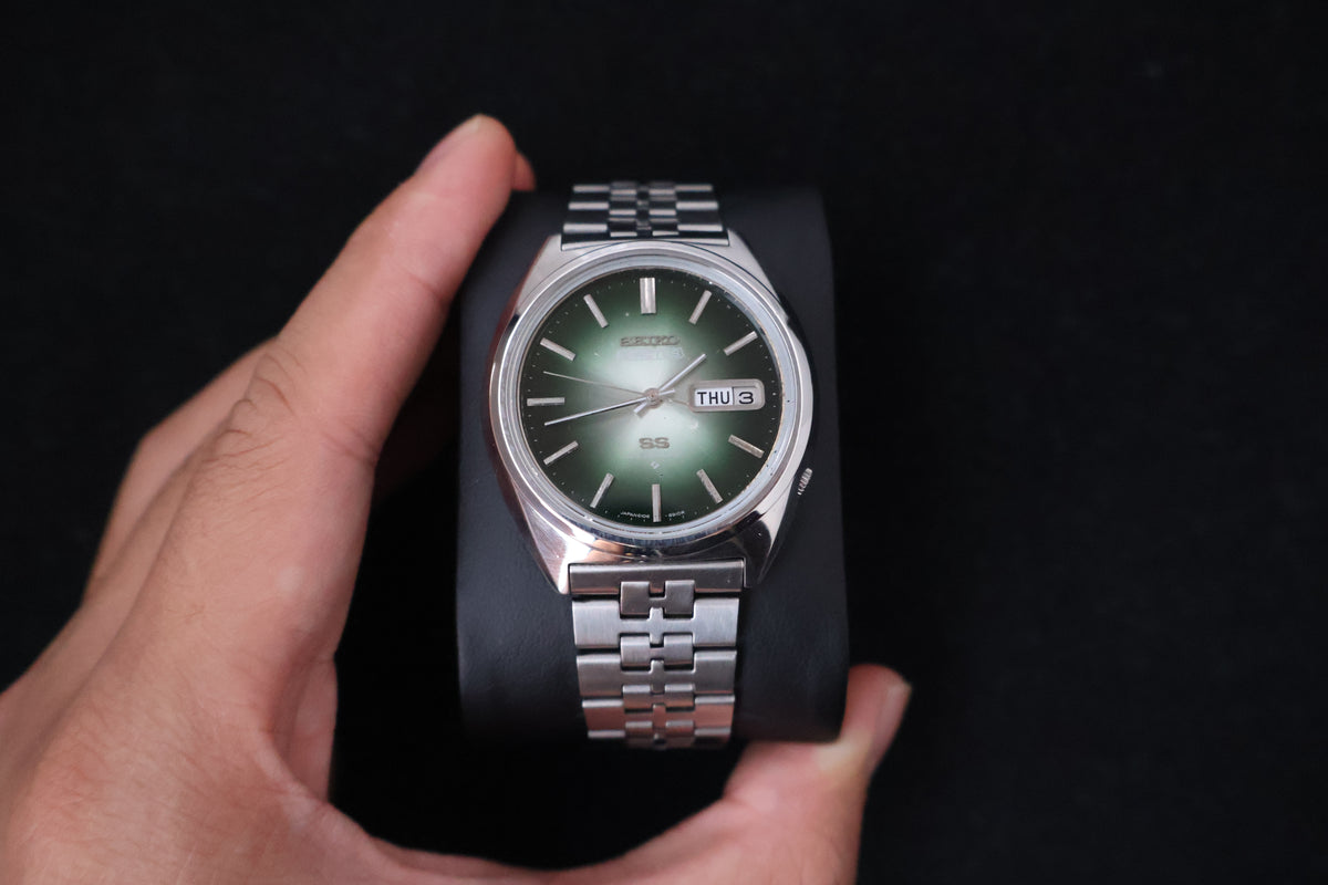 (SERVICED) Rare Vintage 1975 Seiko 5 Actus SS Emerald Green 23 Jewels 6106-8670