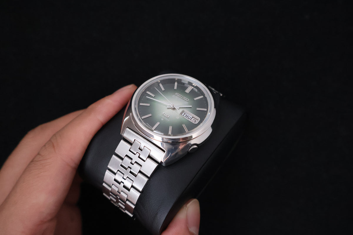 (SERVICED) Rare Vintage 1975 Seiko 5 Actus SS Emerald Green 23 Jewels 6106-8670