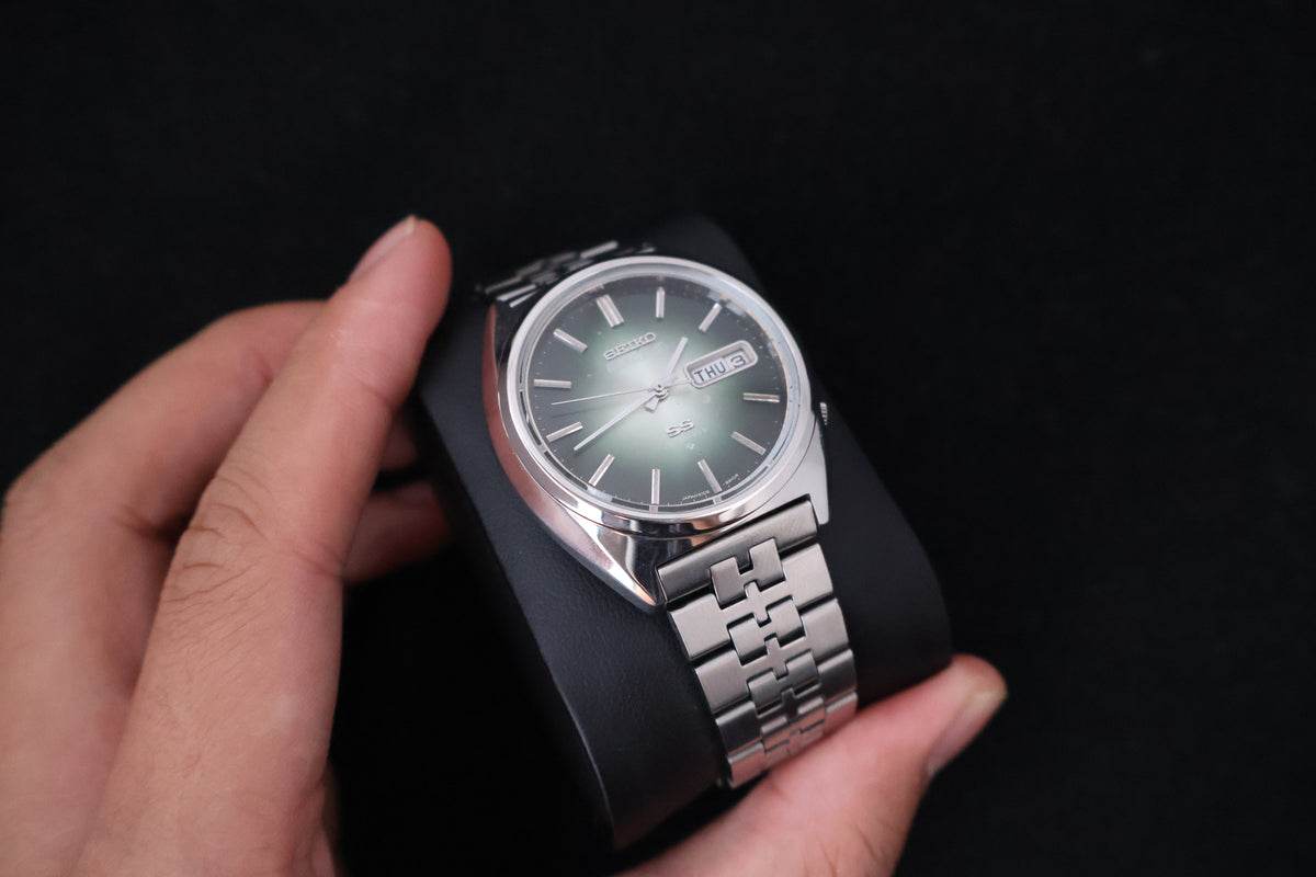 (SERVICED) Rare Vintage 1975 Seiko 5 Actus SS Emerald Green 23 Jewels 6106-8670