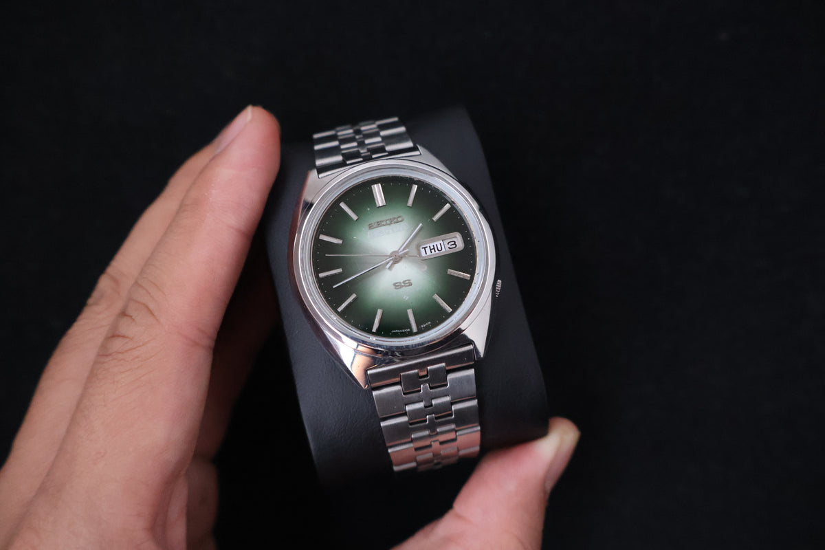 (SERVICED) Rare Vintage 1975 Seiko 5 Actus SS Emerald Green 23 Jewels 6106-8670