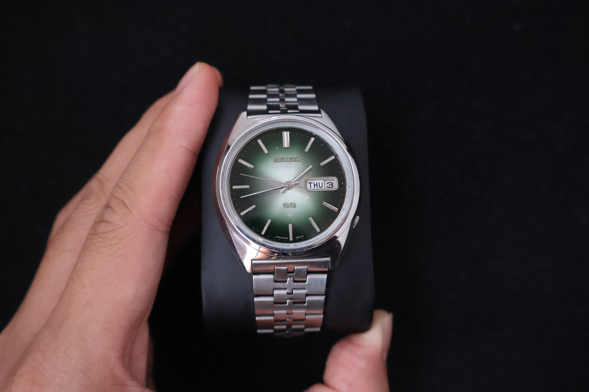 (SERVICED) Rare Vintage 1975 Seiko 5 Actus SS Emerald Green 23 Jewels 6106-8670