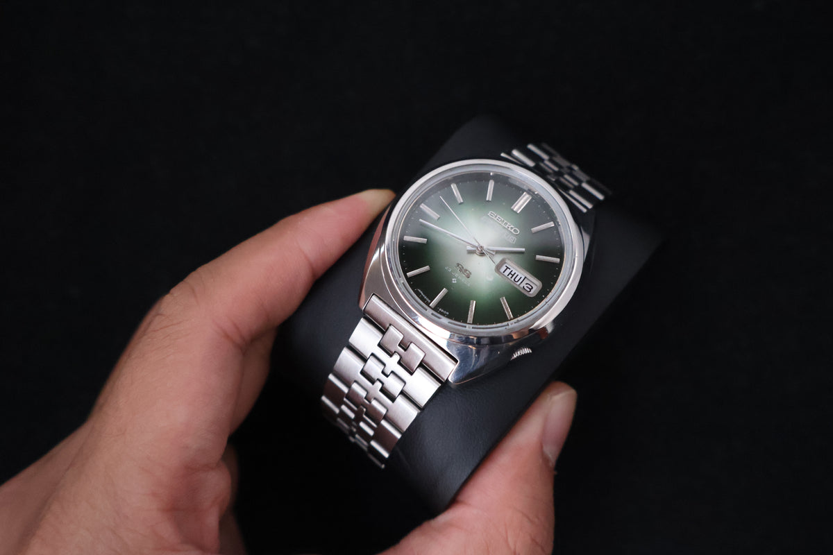 (SERVICED) Rare Vintage 1975 Seiko 5 Actus SS Emerald Green 23 Jewels 6106-8670