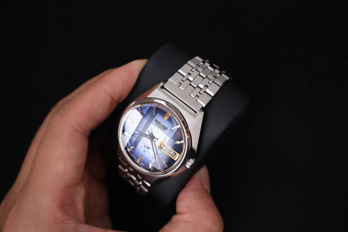 (SERVICED) Rare Vintage 1973  Seiko Lord Matic LM  Blue Faceted 23 Jewels  5606-7310