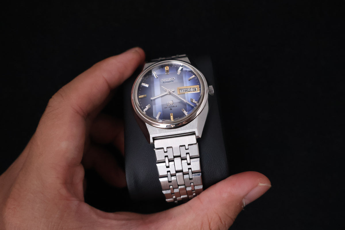 (SERVICED) Rare Vintage 1973  Seiko Lord Matic LM  Blue Faceted 23 Jewels  5606-7310