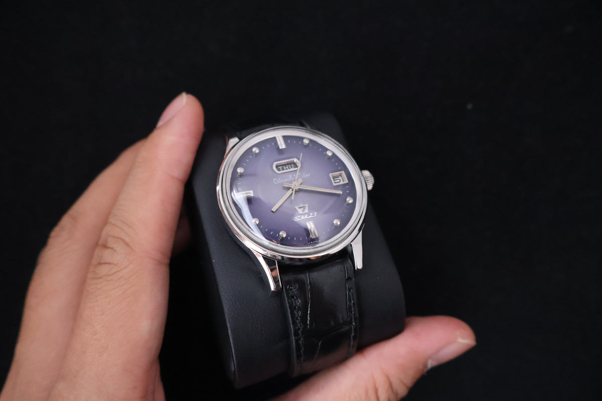 (SERVICED) Rare Vintage 1965 Citizen Auto Dater SM23 Purple Dial - AUSS 1401-Y