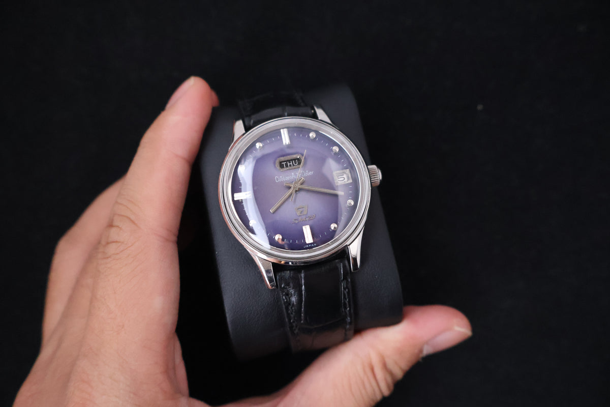 (SERVICED) Rare Vintage 1965 Citizen Auto Dater SM23 Purple Dial - AUSS 1401-Y