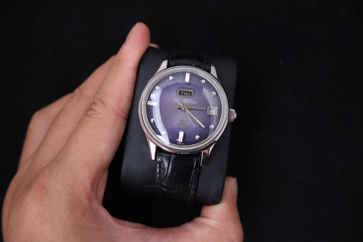 (SERVICED) Rare Vintage 1965 Citizen Auto Dater SM23 Purple Dial - AUSS 1401-Y