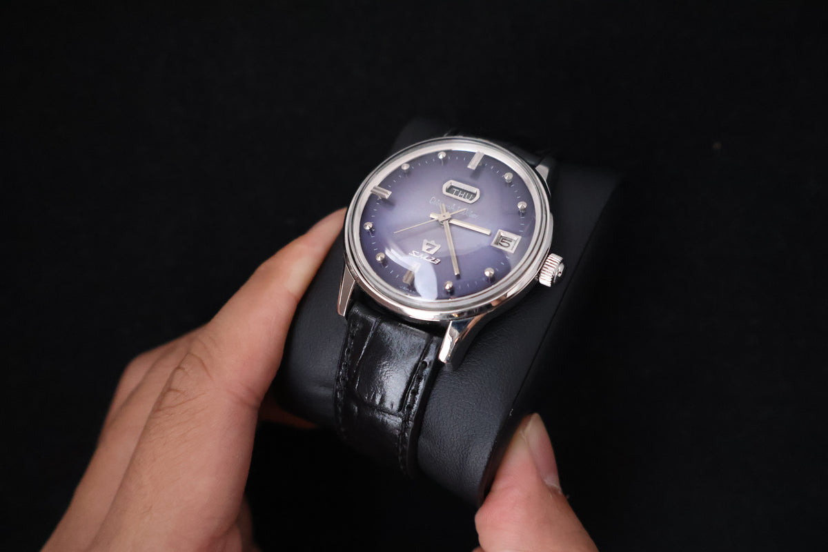 (SERVICED) Rare Vintage 1965 Citizen Auto Dater SM23 Purple Dial - AUSS 1401-Y