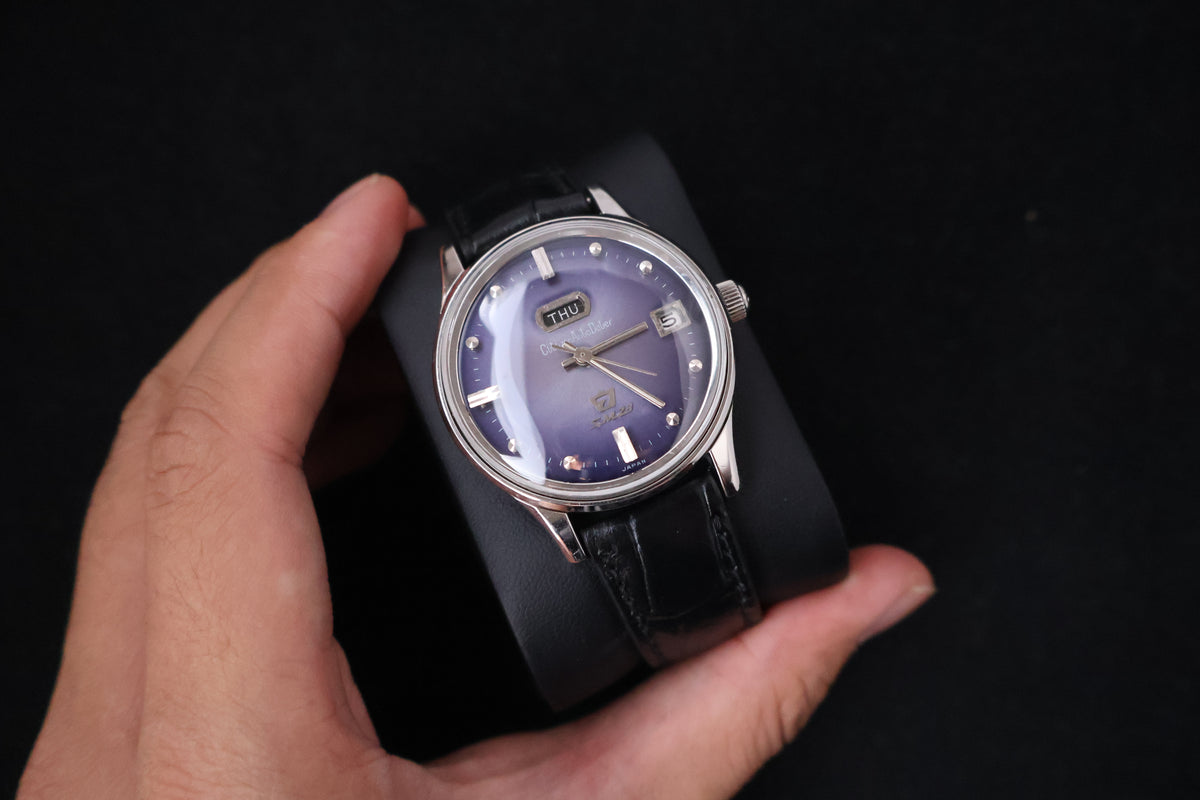 (SERVICED) Rare Vintage 1965 Citizen Auto Dater SM23 Purple Dial - AUSS 1401-Y