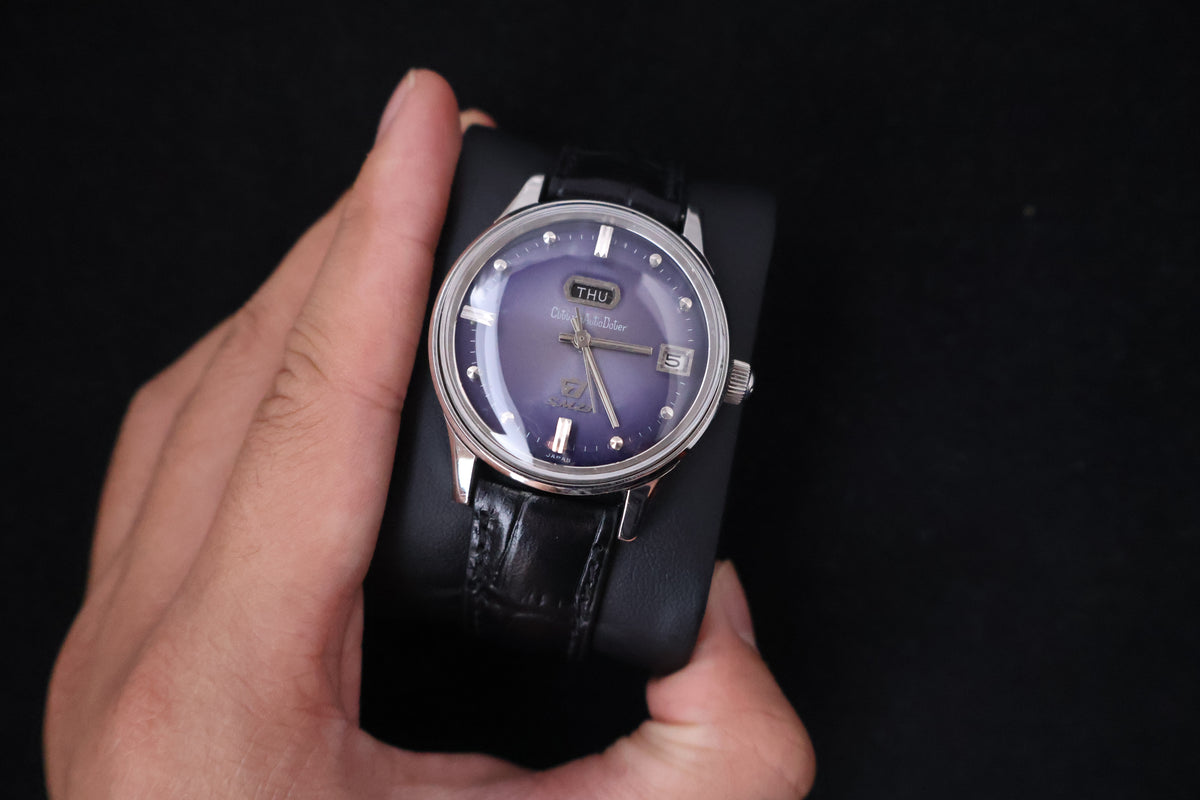 (SERVICED) Rare Vintage 1965 Citizen Auto Dater SM23 Purple Dial - AUSS 1401-Y