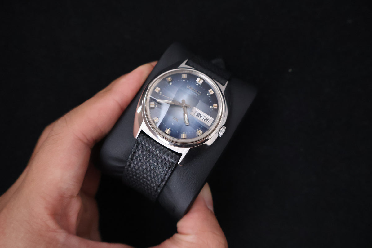 (SERVICED) Rare Vintage 1973 Seiko Lord Matic LM Blue Faceted 23 Jewels 5606-7230