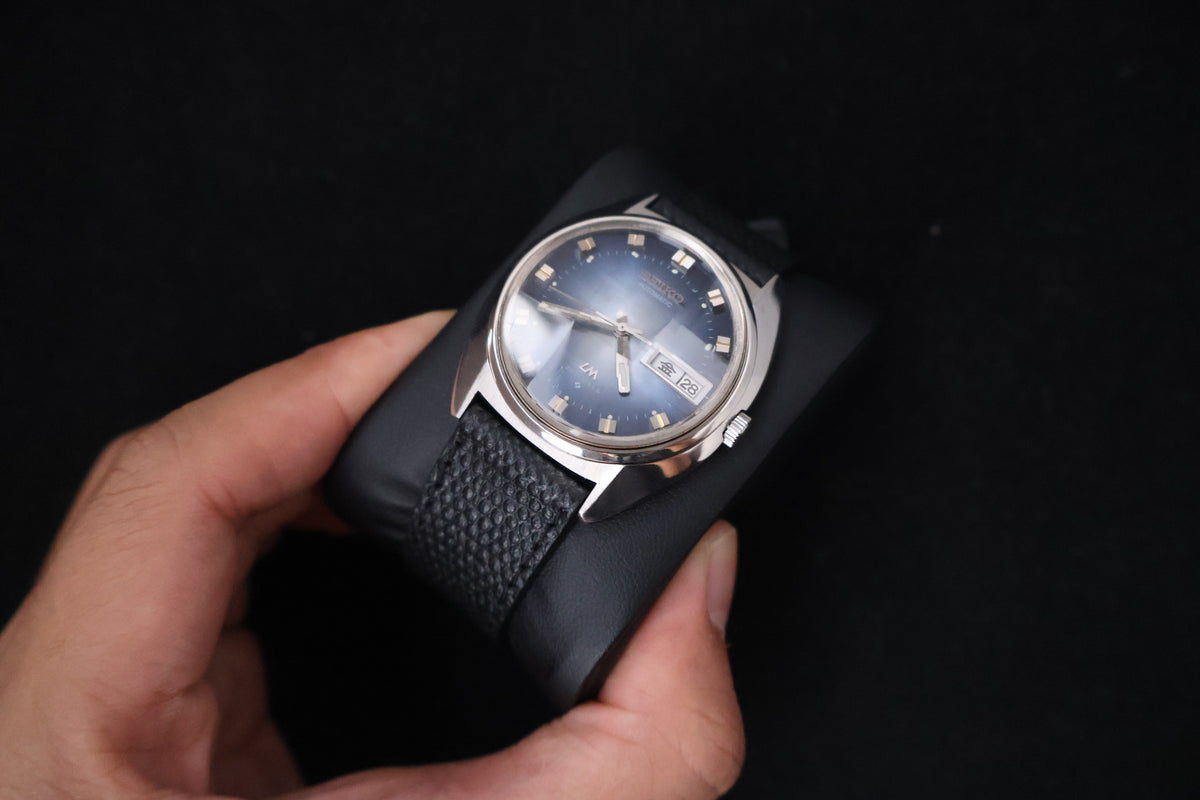 (SERVICED) Rare Vintage 1973 Seiko Lord Matic LM Blue Faceted 23 Jewels 5606-7230