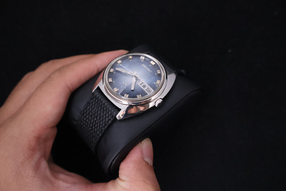 (SERVICED) Rare Vintage 1973 Seiko Lord Matic LM Blue Faceted 23 Jewels 5606-7230