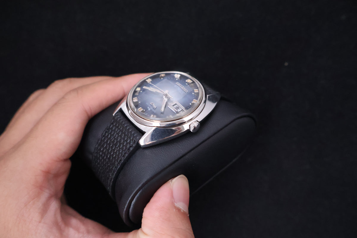 (SERVICED) Rare Vintage 1973 Seiko Lord Matic LM Blue Faceted 23 Jewels 5606-7230