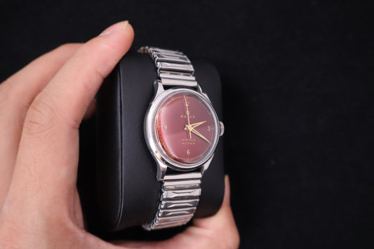 (SERVICED) Rare Vintage 1955 Seiko Super Red Dial Seikosha 15 Jewels - S13005