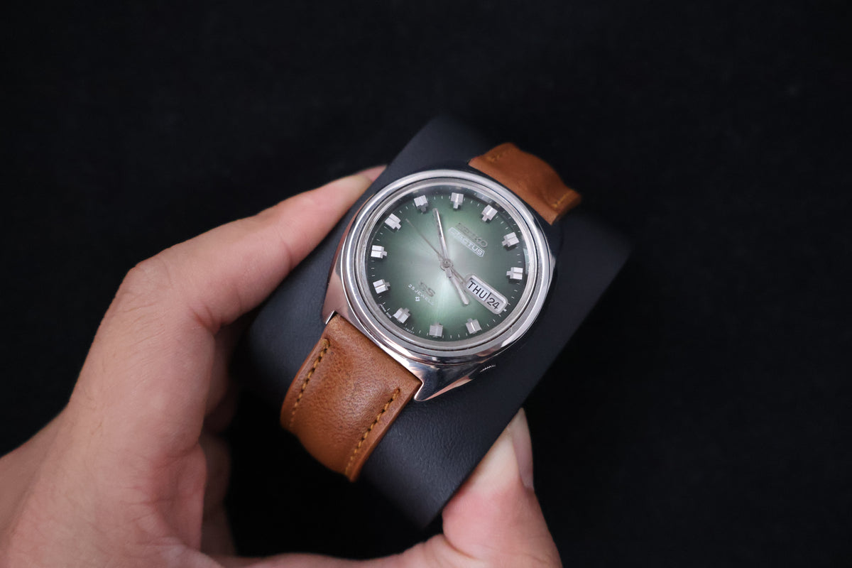 (SERVICED) Rare Vintage 1975 Seiko 5 Actus SS Emerald Green 23 Jewels 6106-8670
