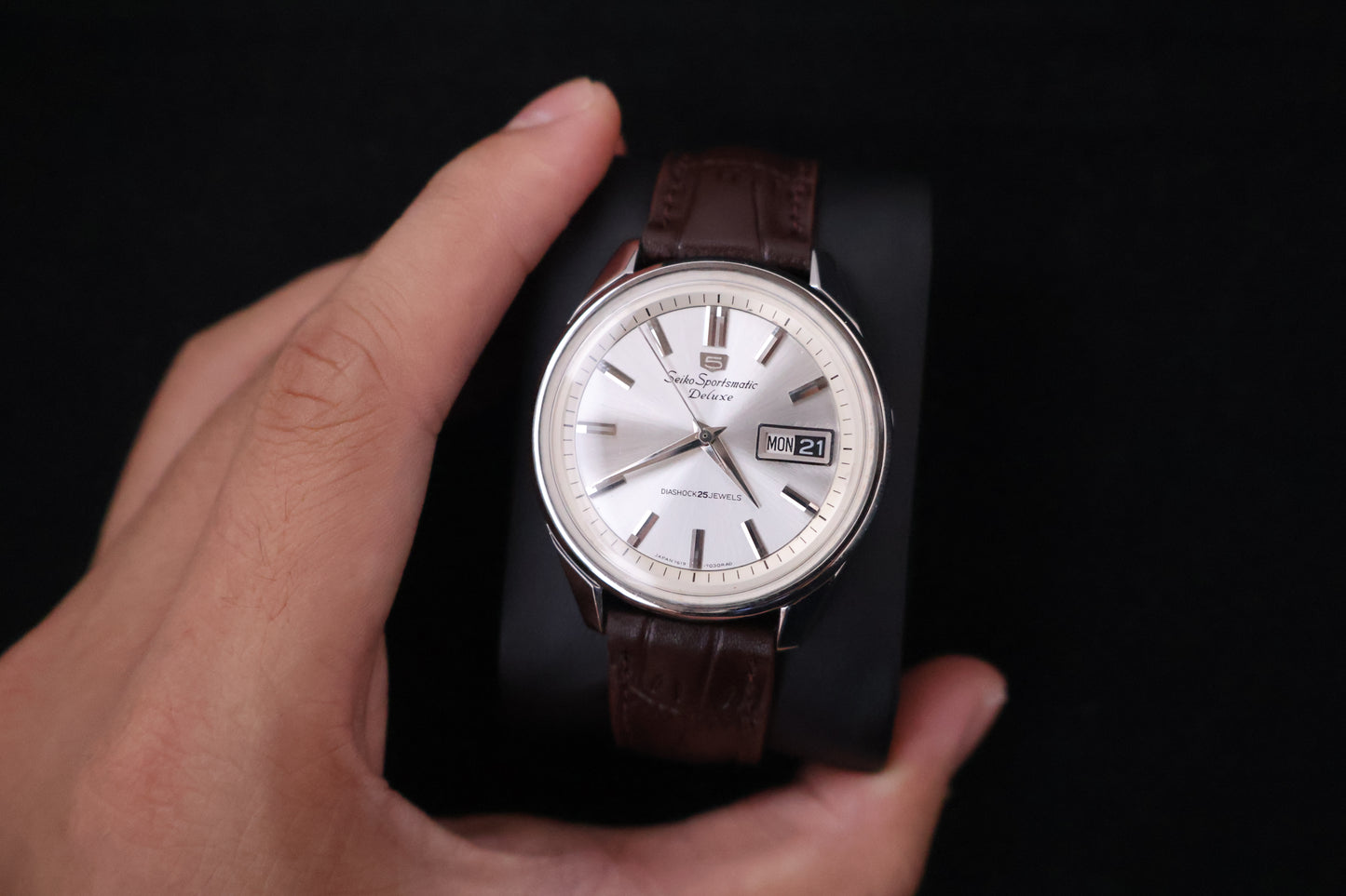 (SERVICED) Rare Vintage 1966 Seiko 5 Sportsmatic Deluxe Diashock 25 Jewels 7619-7060