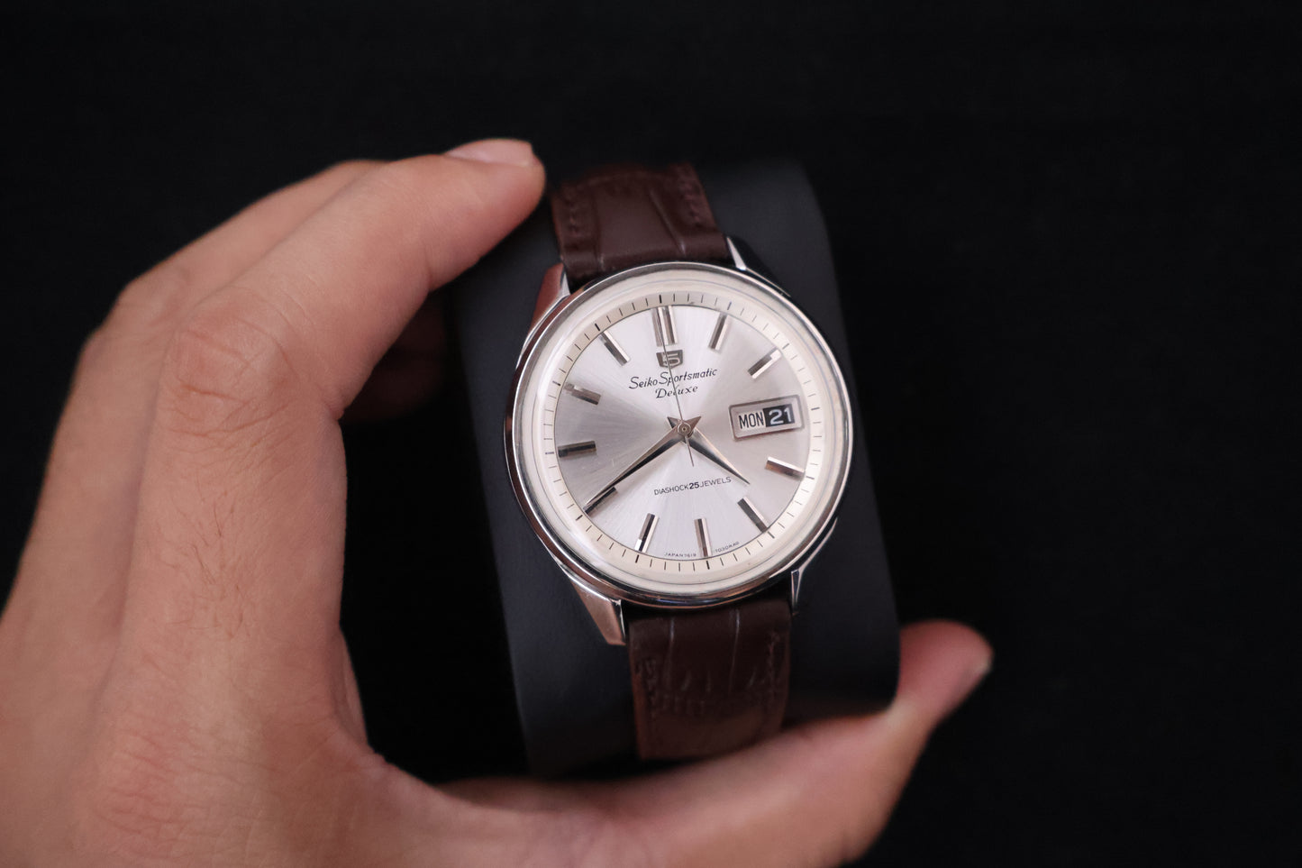 (SERVICED) Rare Vintage 1966 Seiko 5 Sportsmatic Deluxe Diashock 25 Jewels 7619-7060