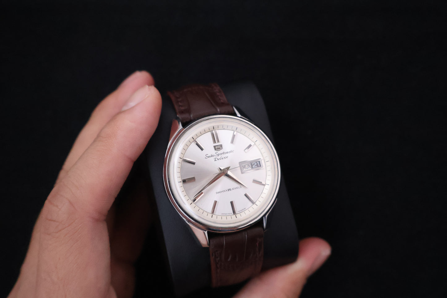(SERVICED) Rare Vintage 1966 Seiko 5 Sportsmatic Deluxe Diashock 25 Jewels 7619-7060