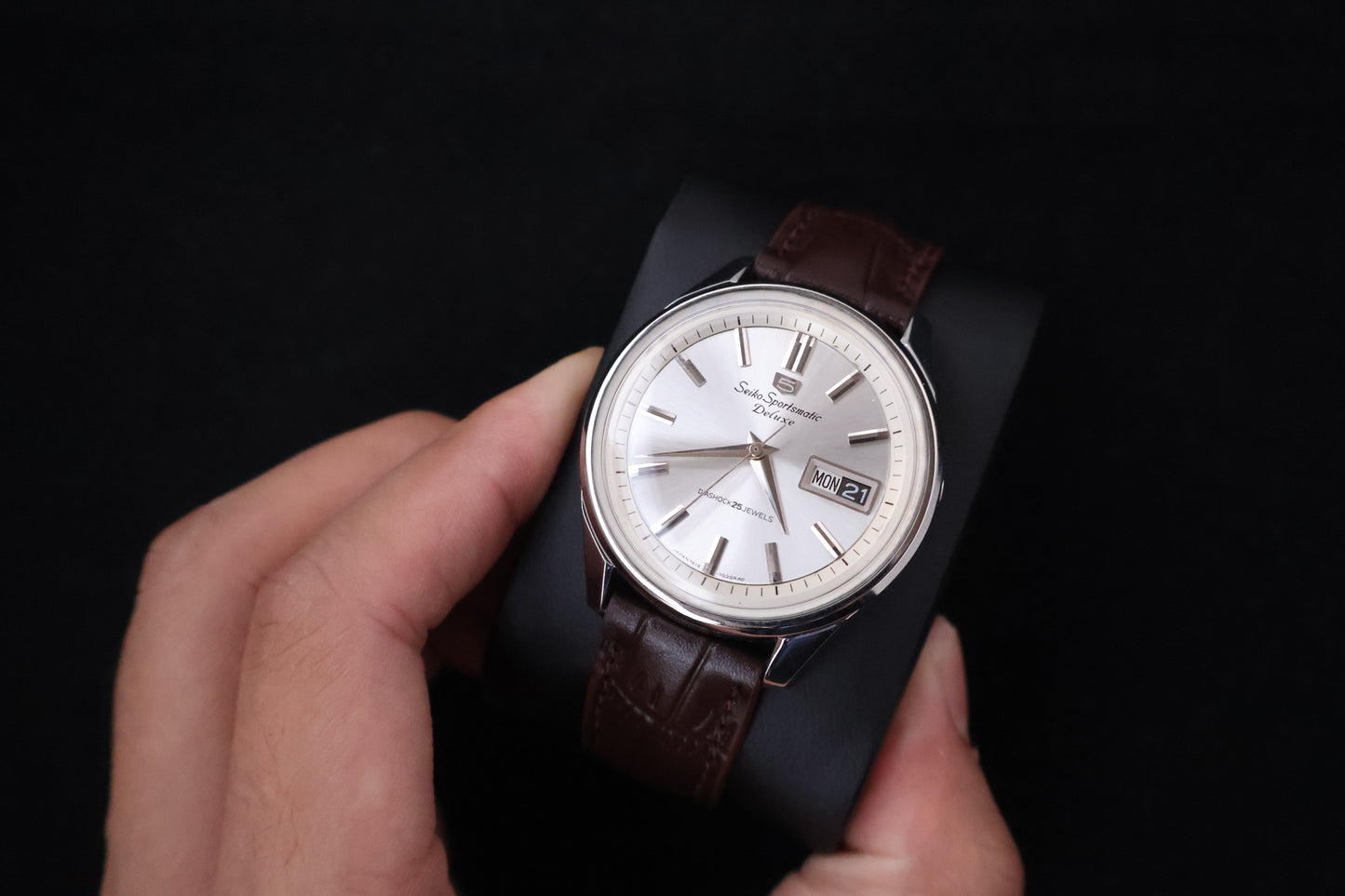 (SERVICED) Rare Vintage 1966 Seiko 5 Sportsmatic Deluxe Diashock 25 Jewels 7619-7060
