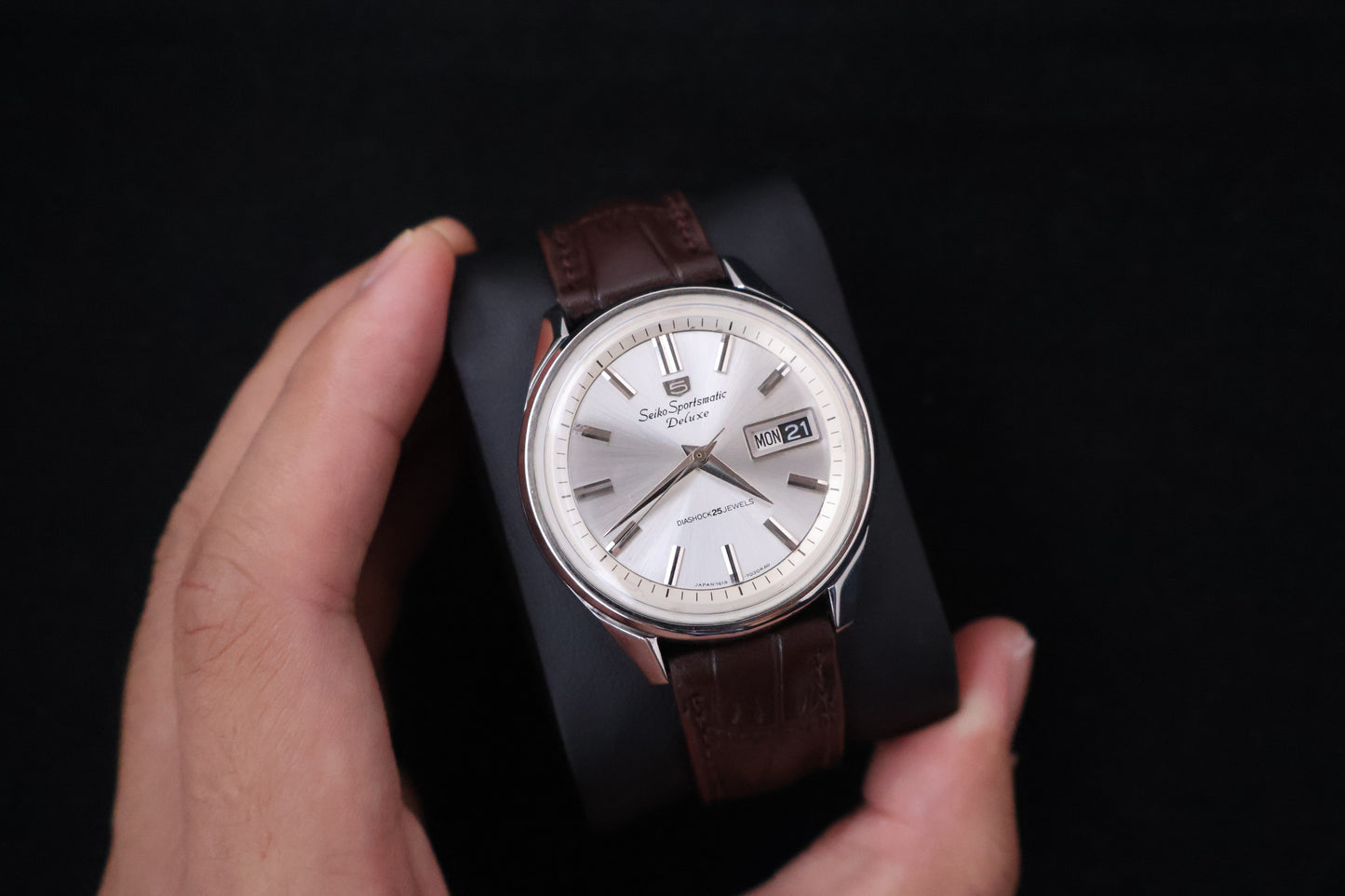 (SERVICED) Rare Vintage 1966 Seiko 5 Sportsmatic Deluxe Diashock 25 Jewels 7619-7060