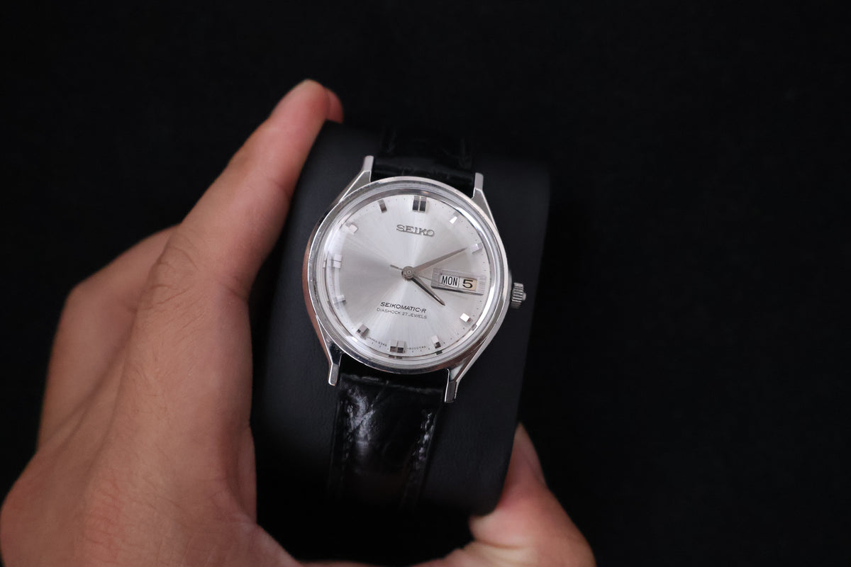(SERVICED) Rare Vintage 1966 Seiko Seikomatic-R Silver Sunburst 30 Jewels 8346-8000