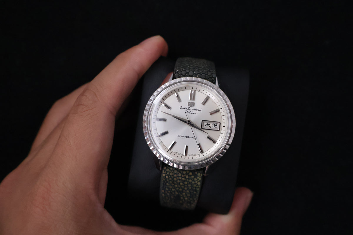 (SERVICED) Rare Vintage 1966 Seiko 5 Sportsmatic Deluxe Fluted Bezel 25 Jewels 7619-7050