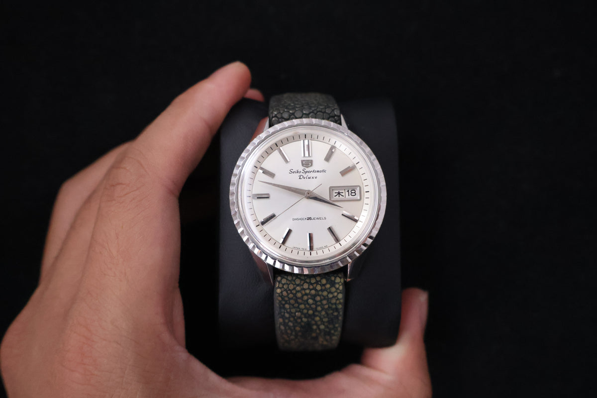 (SERVICED) Rare Vintage 1966 Seiko 5 Sportsmatic Deluxe Fluted Bezel 25 Jewels 7619-7050
