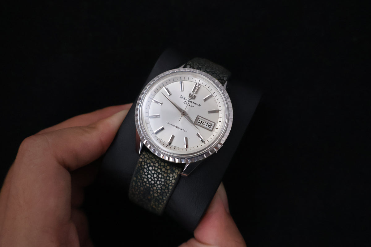 (SERVICED) Rare Vintage 1966 Seiko 5 Sportsmatic Deluxe Fluted Bezel 25 Jewels 7619-7050