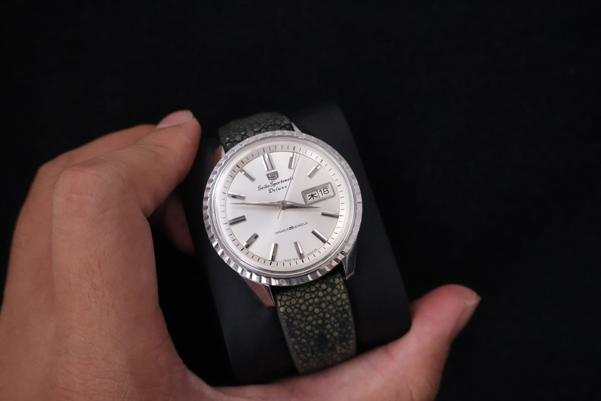 (SERVICED) Rare Vintage 1966 Seiko 5 Sportsmatic Deluxe Fluted Bezel 25 Jewels 7619-7050