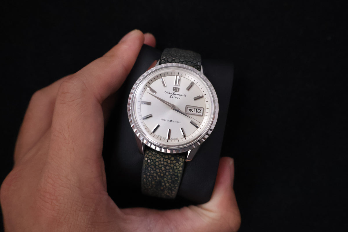 (SERVICED) Rare Vintage 1966 Seiko 5 Sportsmatic Deluxe Fluted Bezel 25 Jewels 7619-7050