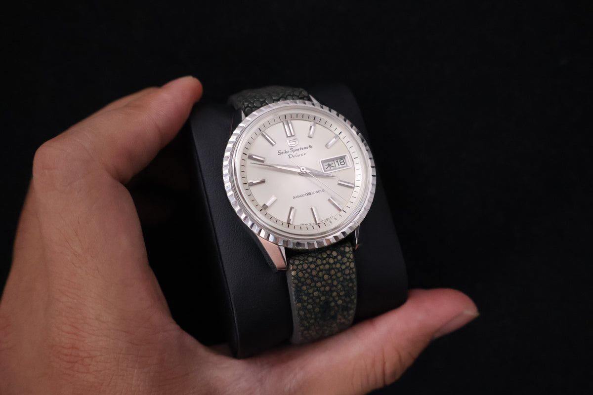 (SERVICED) Rare Vintage 1966 Seiko 5 Sportsmatic Deluxe Fluted Bezel 25 Jewels 7619-7050