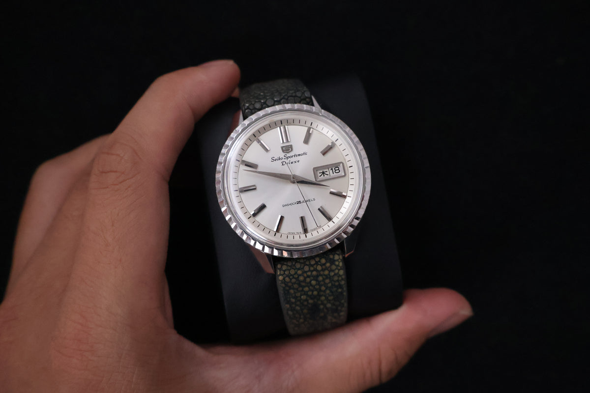 (SERVICED) Rare Vintage 1966 Seiko 5 Sportsmatic Deluxe Fluted Bezel 25 Jewels 7619-7050