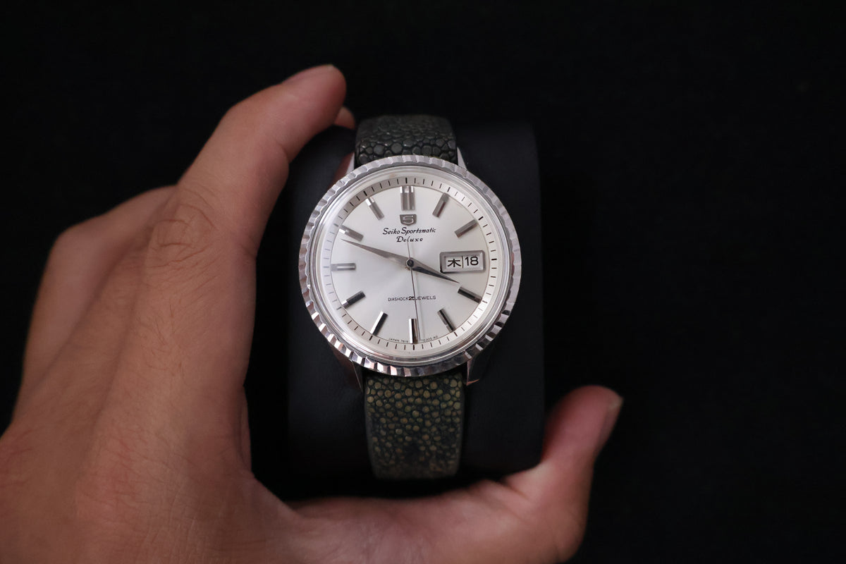 (SERVICED) Rare Vintage 1966 Seiko 5 Sportsmatic Deluxe Fluted Bezel 25 Jewels 7619-7050