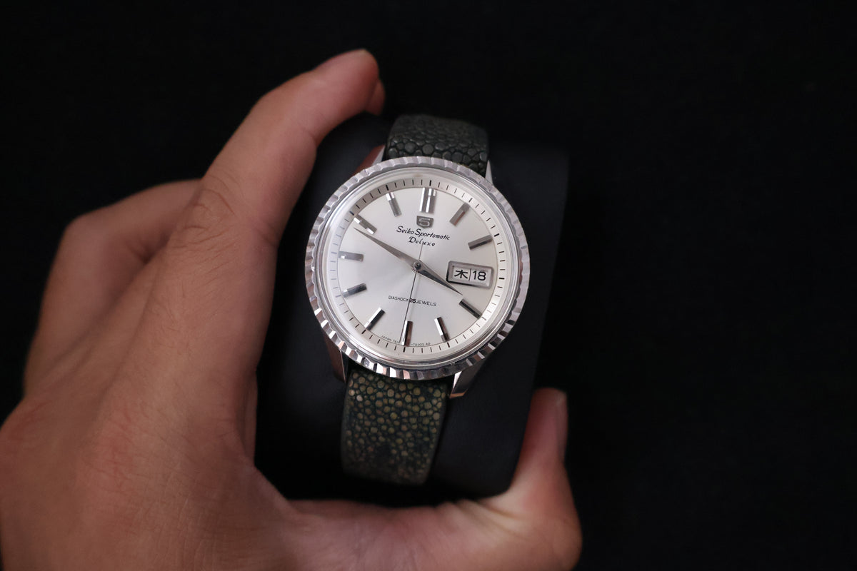 (SERVICED) Rare Vintage 1966 Seiko 5 Sportsmatic Deluxe Fluted Bezel 25 Jewels 7619-7050