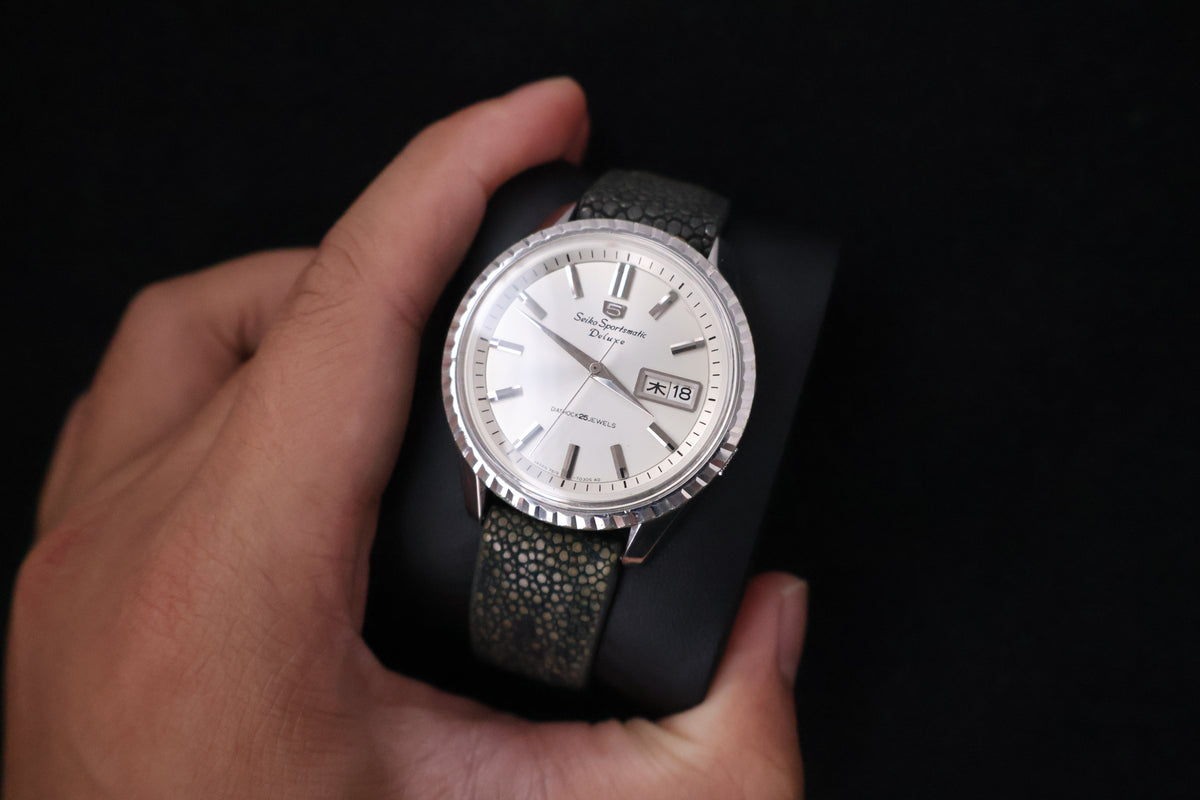 (SERVICED) Rare Vintage 1966 Seiko 5 Sportsmatic Deluxe Fluted Bezel 25 Jewels 7619-7050