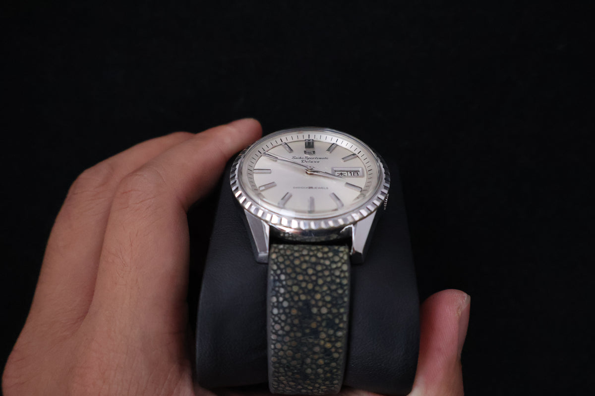(SERVICED) Rare Vintage 1966 Seiko 5 Sportsmatic Deluxe Fluted Bezel 25 Jewels 7619-7050