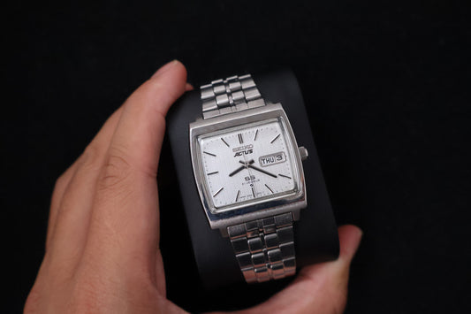 (SERVICED) Rare Vintage 1976 Seiko Actus SS Silver Dial 21 Jewels 6306-5000