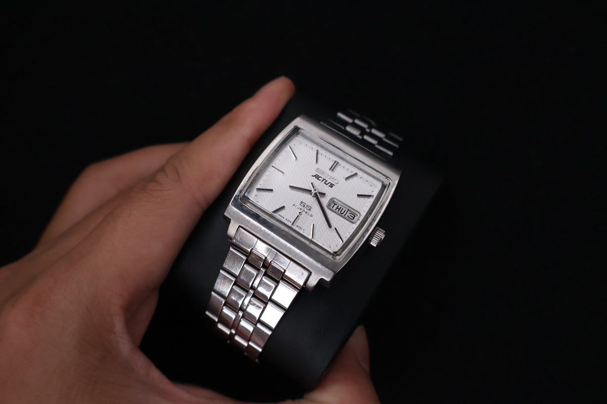 (SERVICED) Rare Vintage 1976 Seiko Actus SS Silver Dial 21 Jewels 6306-5000