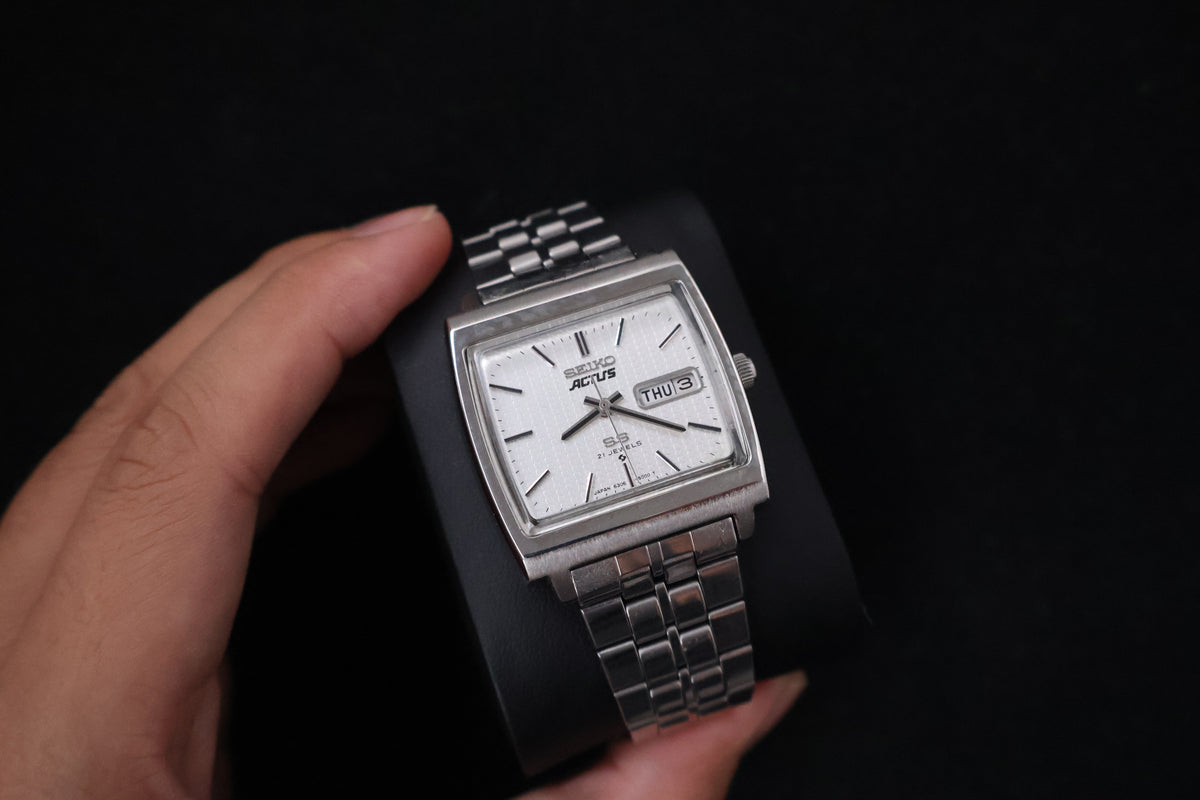 (SERVICED) Rare Vintage 1976 Seiko Actus SS Silver Dial 21 Jewels 6306-5000