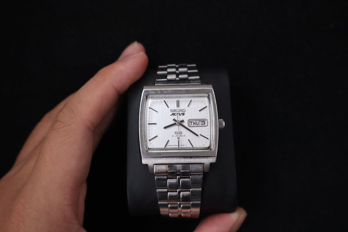 (SERVICED) Rare Vintage 1976 Seiko Actus SS Silver Dial 21 Jewels 6306-5000