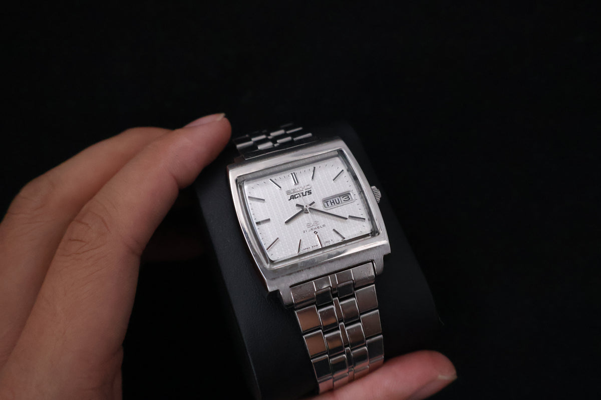 (SERVICED) Rare Vintage 1976 Seiko Actus SS Silver Dial 21 Jewels 6306-5000