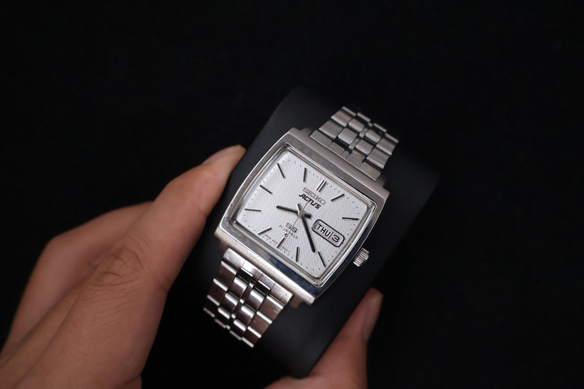 (SERVICED) Rare Vintage 1976 Seiko Actus SS Silver Dial 21 Jewels 6306-5000