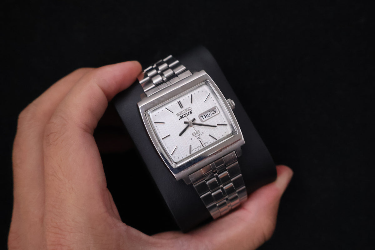 (SERVICED) Rare Vintage 1976 Seiko Actus SS Silver Dial 21 Jewels 6306-5000